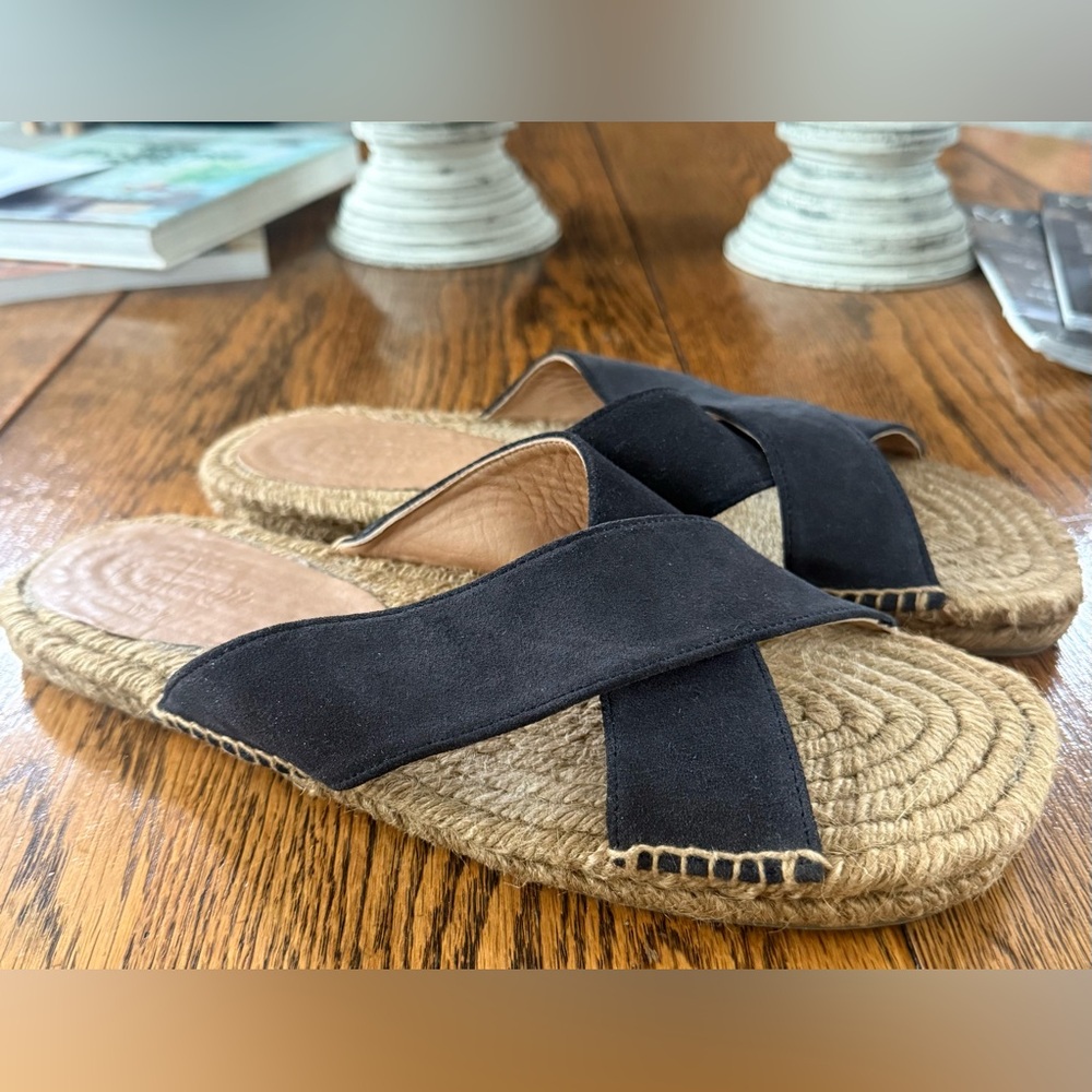 Castaner Blk Suede Slide Espadrille Sandals Size: EU 44 US 10